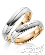 Обручальные кольца из красного и белого  золота с бриллиантами и гравировкой