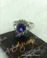 Помолвочное кольцо "Синий цветок" арт ow-069