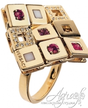 Кольцо из золота с бриллиантами и рубинами r-001